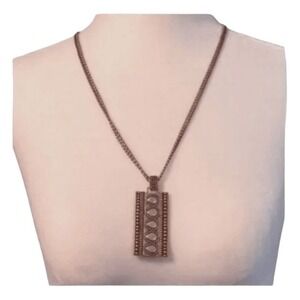 Vintage 90s Chico's Necklace Silver‎ Gold Tone Metal Pendent Long Double Chain